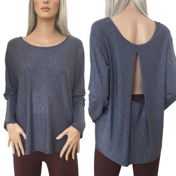 SPLENDID Long Sleeve Tee Open Vented Back Activewear Fitness Yoga Rayon Blend - Picture 3 of 10